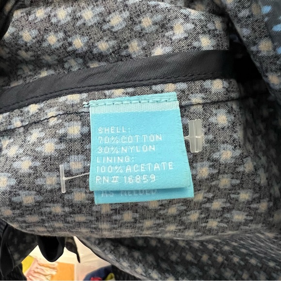 J. McLaughlin Geometric Belted Trench Coat Jacket Blue Button Front XL - Picture 9 of 12